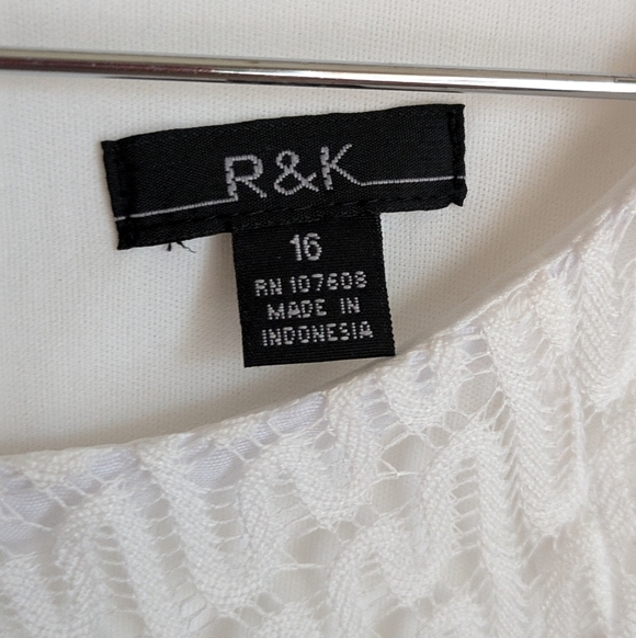 R&K Lace Sleeveless Pink Peach White Chevron Midi Dress 16 - Picture 5 of 16